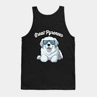 Great Pyrenees Dog with Sunglasses, Cool Great Pyrenees Tank Top